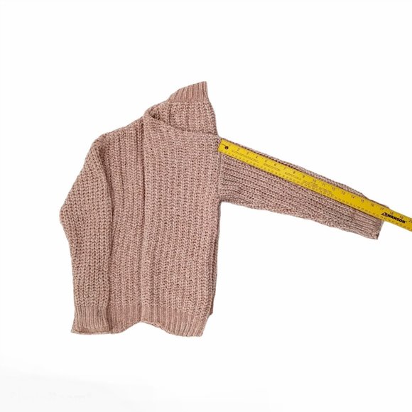 Pomp & Circumstance Oversized Crochet Sweater Peach‎ Cable Knit Soft Warm S/M - Picture 4 of 8